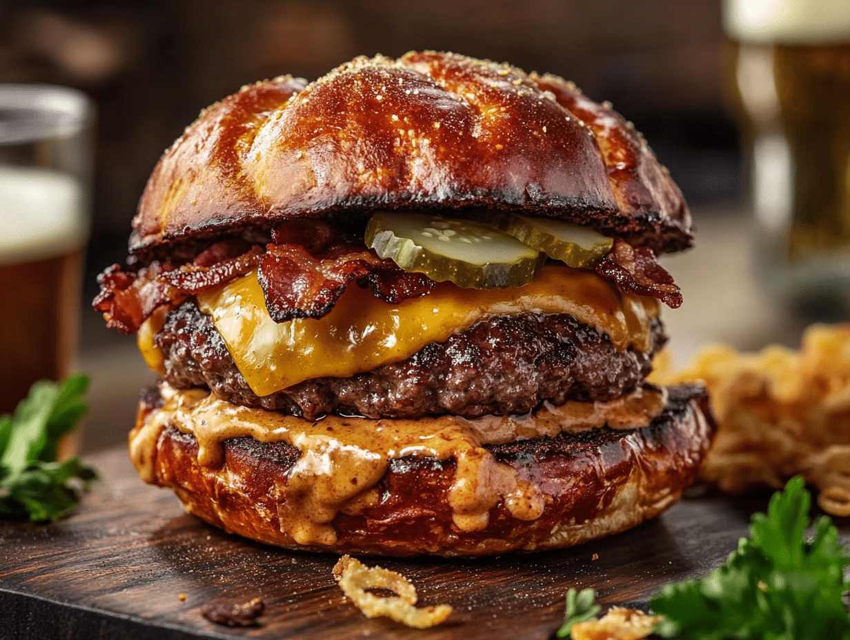Pretzel Bacon Cheeseburger